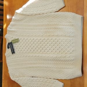 Rue Saint Patrick Cream Wool Cable Knit Sweater
